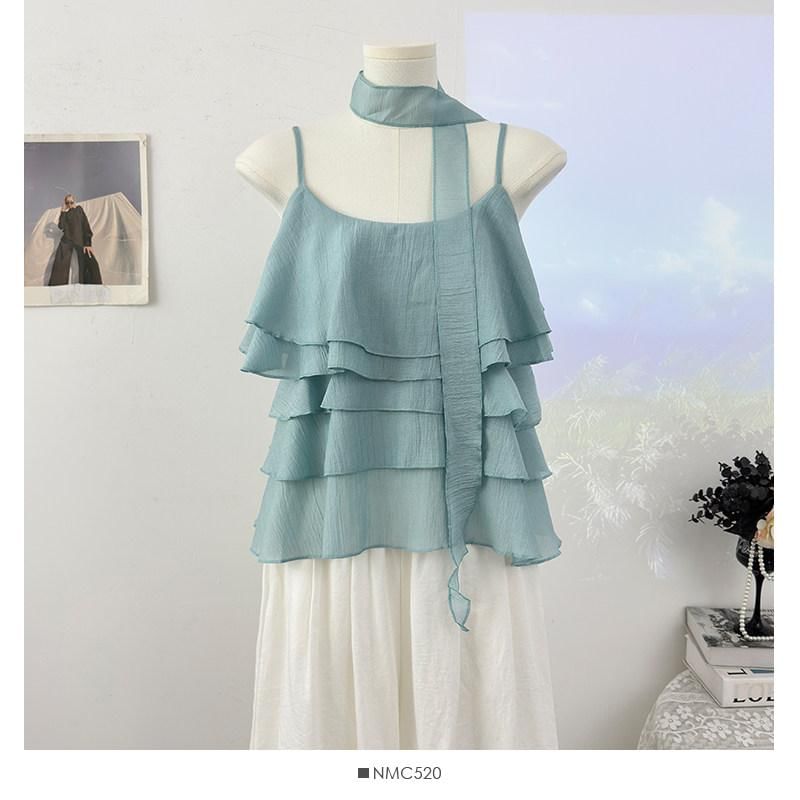 Scoop Neck Ruffled Camisole Top