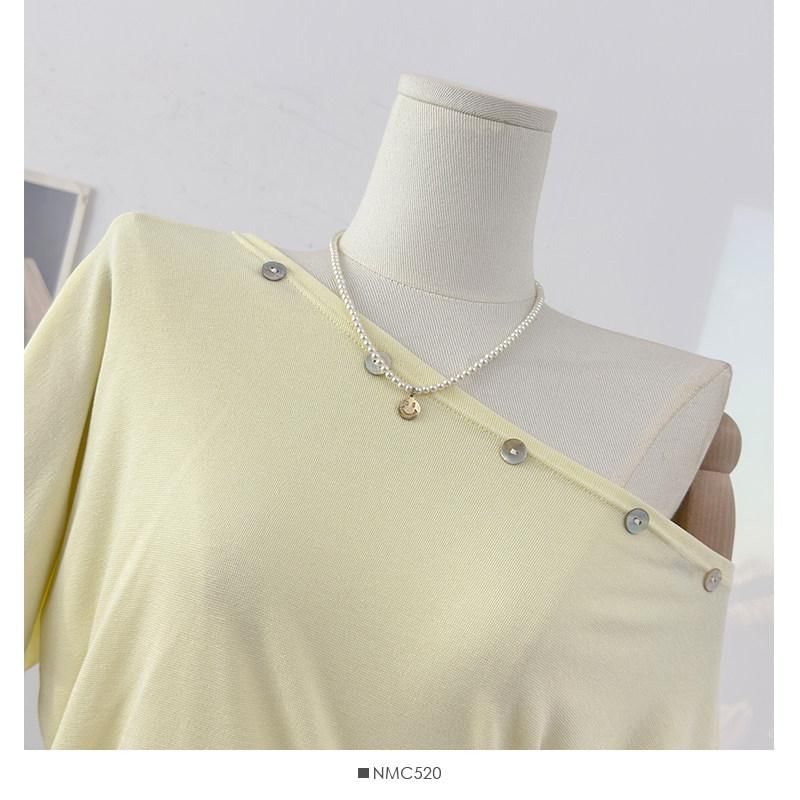 Off-Shoulder Embellished Asymmetrical Short-Sleeve T-Shirt