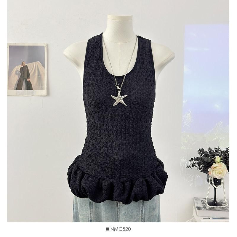 U-Neck Ruffled Tank Top