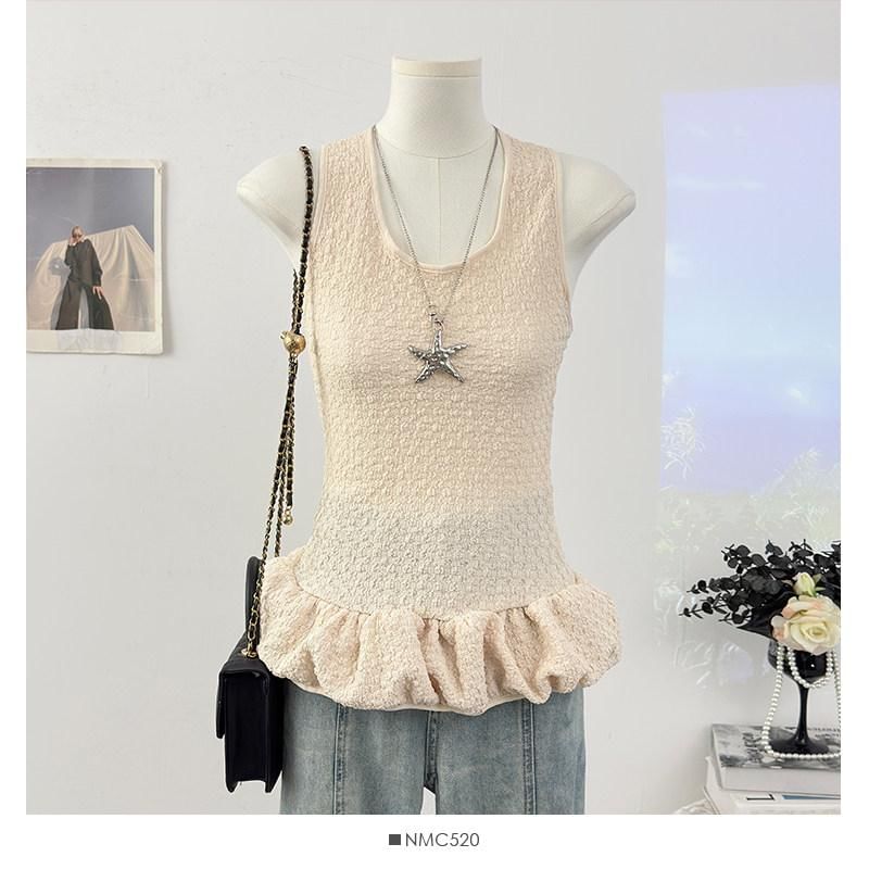 U-Neck Ruffled Tank Top