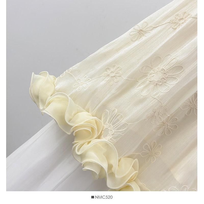 Sleeveless Floral Jacquard Ruffled Top
