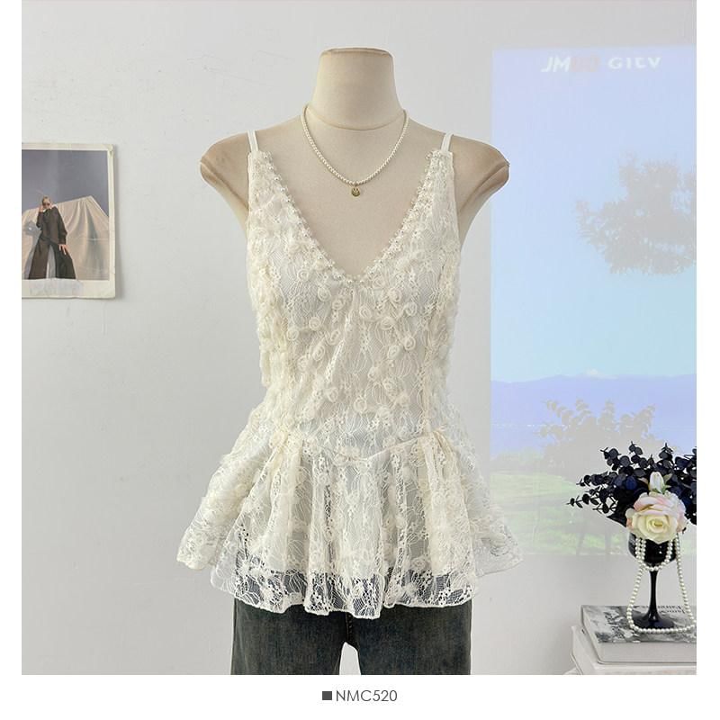 V-Neck Lace Flow Camisole Top