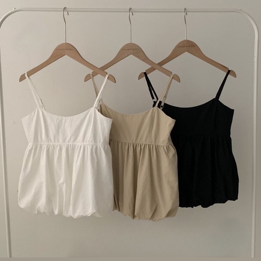 Scoop Neck Bubble Hem Plain Camisole Top