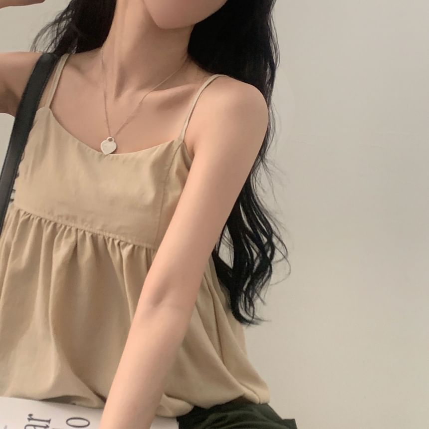 Scoop Neck Bubble Hem Plain Camisole Top