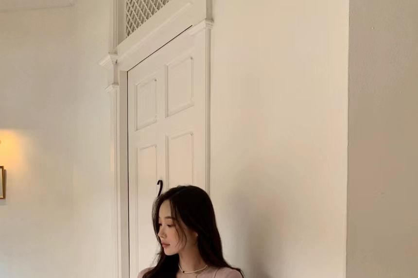 Ruffled-Trim Short Sleeve Top with Camisole Set