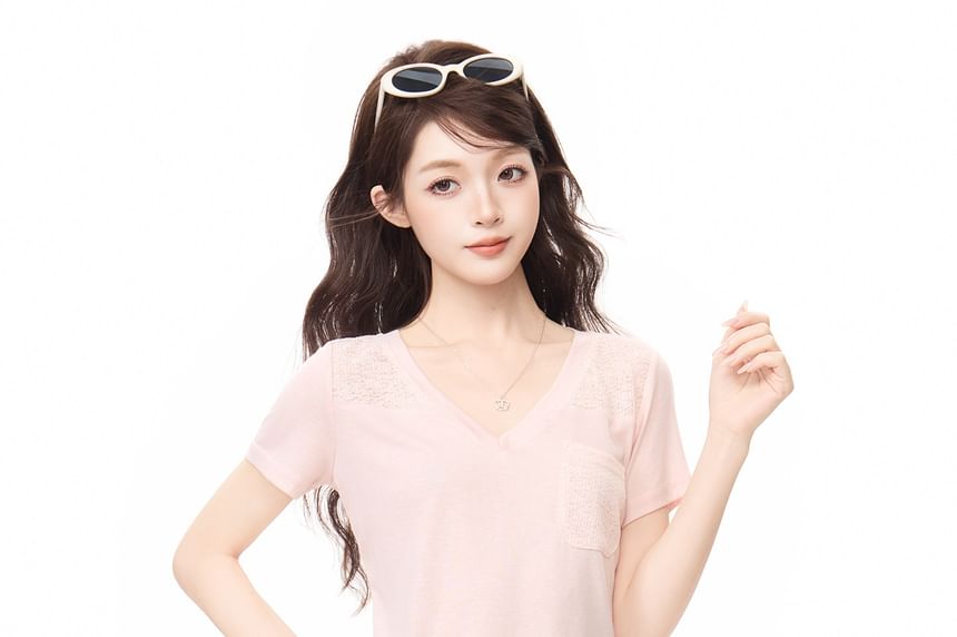 Short Sleeve V Neck Plain Slim Fit T Shirt
