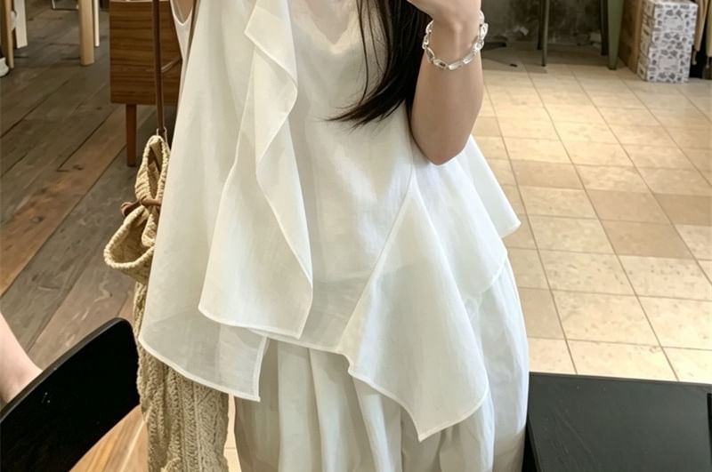 Plain Asymmetrical Camisole Top