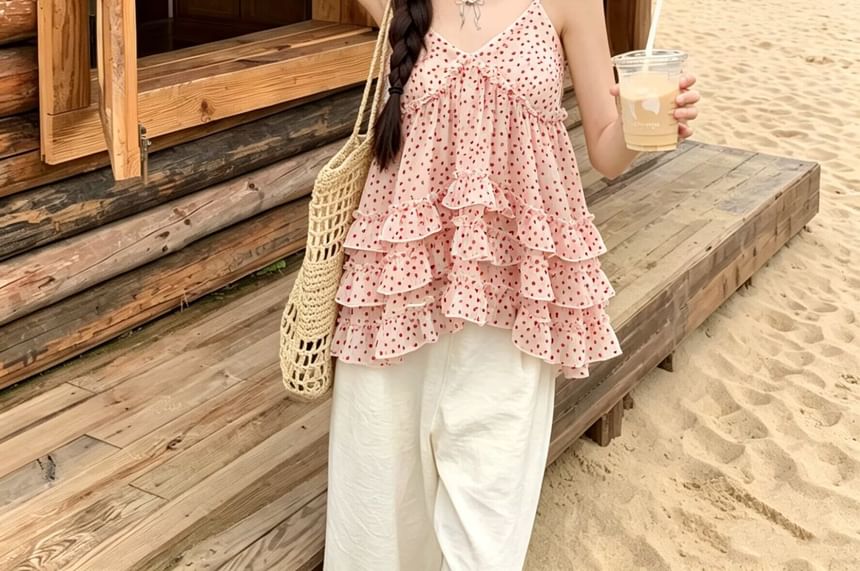 Floral Ruffle Flowy Camisole Top