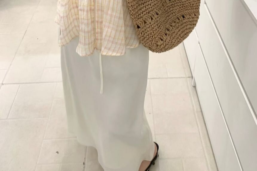 Sleeveless V-Neck Plain Mesh Top / Floral Flowy Camisole Top / Plaid Camisole Top / Set