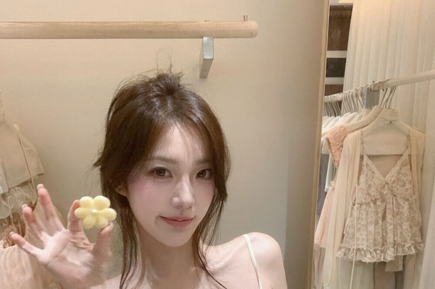 Plain Lace Trim Tiered Flowy Camisole Top