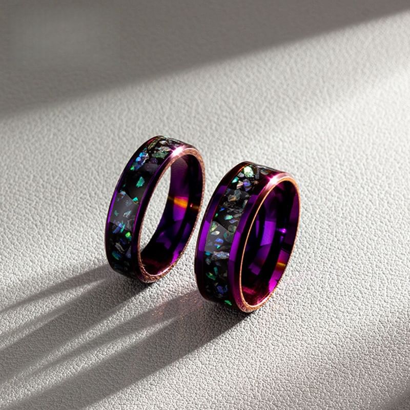 Couple Matching Shell Inlay Ring