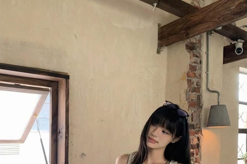Scoop Neck Mock Two Piece Tank Top