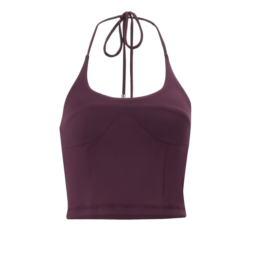 Halter Neck Slim-Fit Camisole Top with Lace Panel Mini Skirt