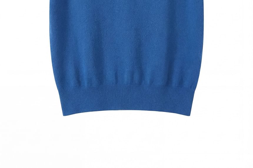 Short Sleeve Plain Knit Polo Shirt
