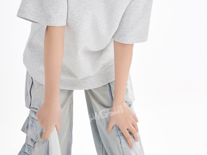 Short-Sleeve Crew Neck Plain Oversized T-Shirt