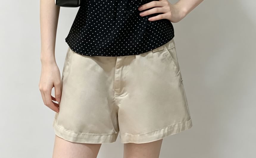 Collared Lace-Trim Polka Dot Tie-Front Blouse