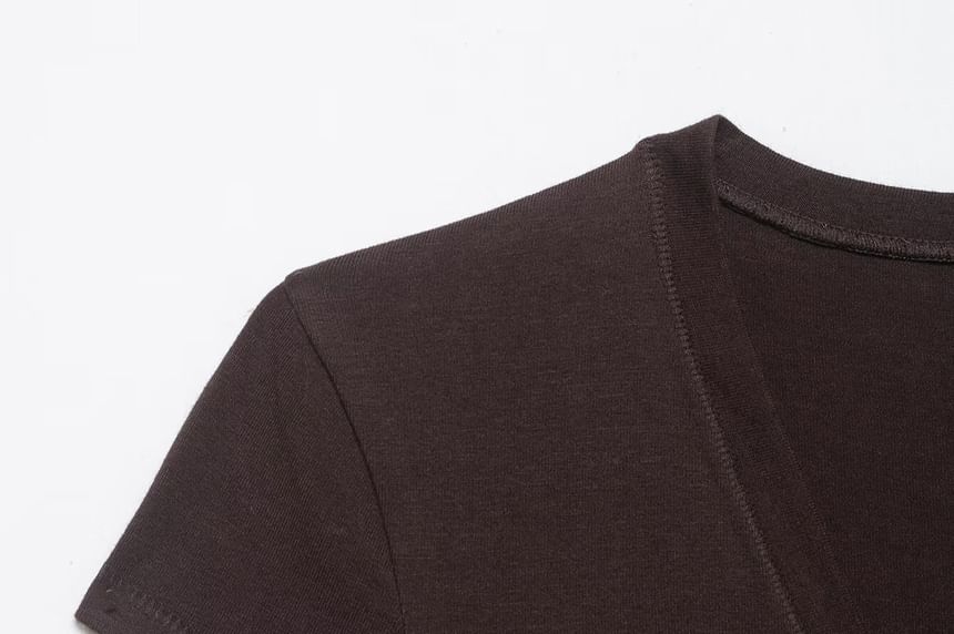 Short Sleeve V Neck Plain T Shirt