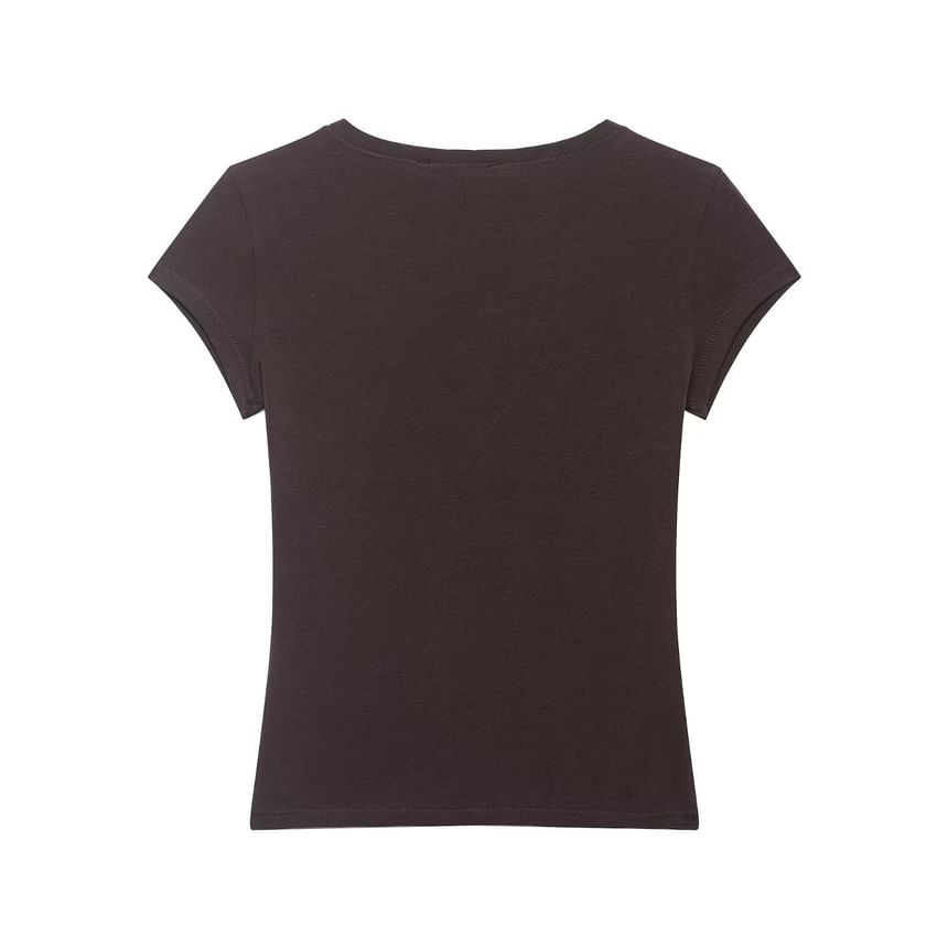 Short Sleeve V Neck Plain T Shirt