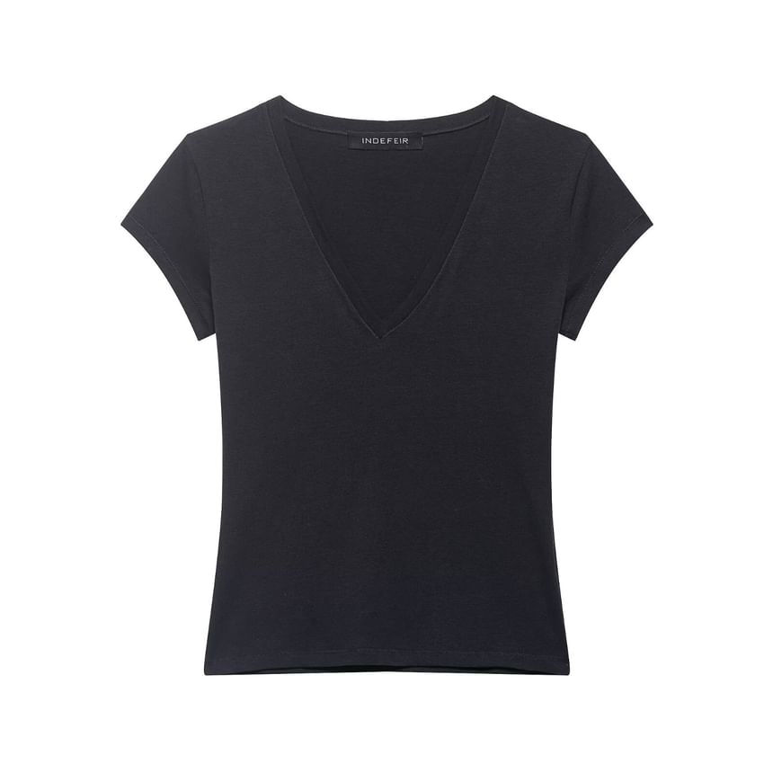 Short Sleeve V Neck Plain T Shirt