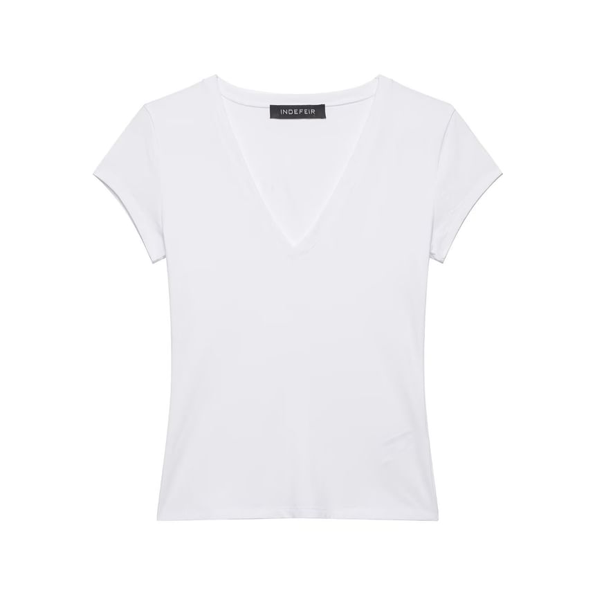 Short Sleeve V Neck Plain T Shirt