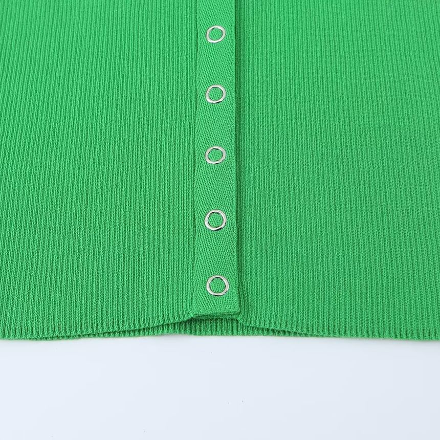 Plain Ribbed Button Up Tank Top