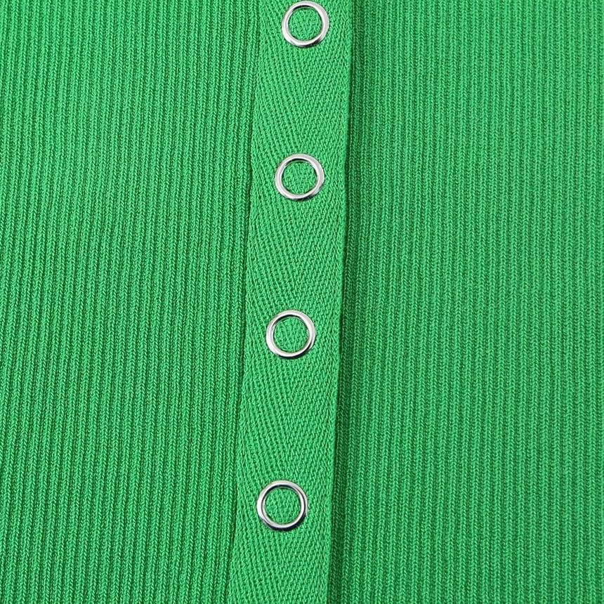 Plain Ribbed Button Up Tank Top
