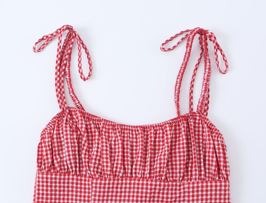 Gingham Shirred Camisole Top