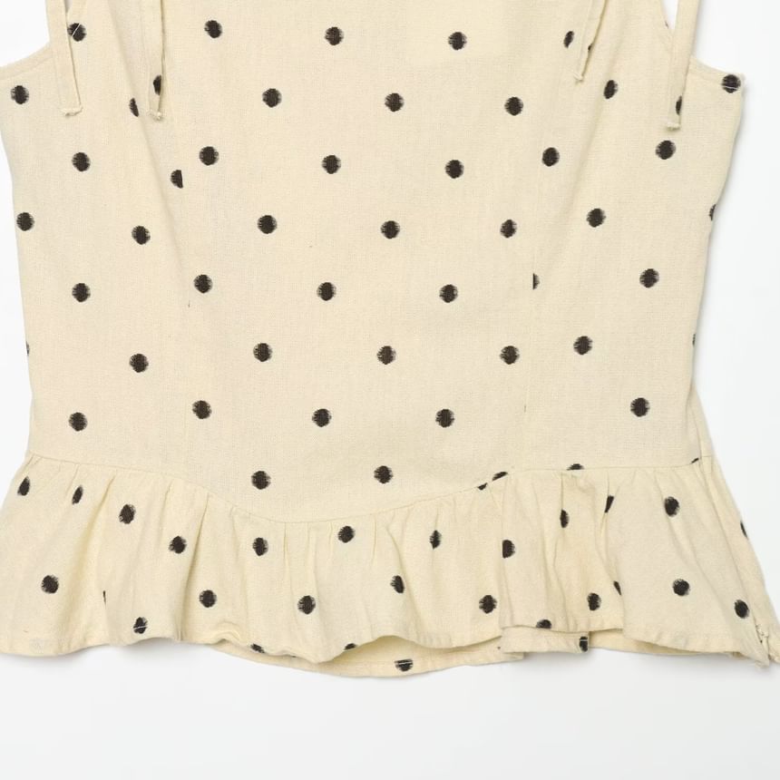 Sleeveless Striped Blouse Polka Dot Blouse Mid Rise Shorts