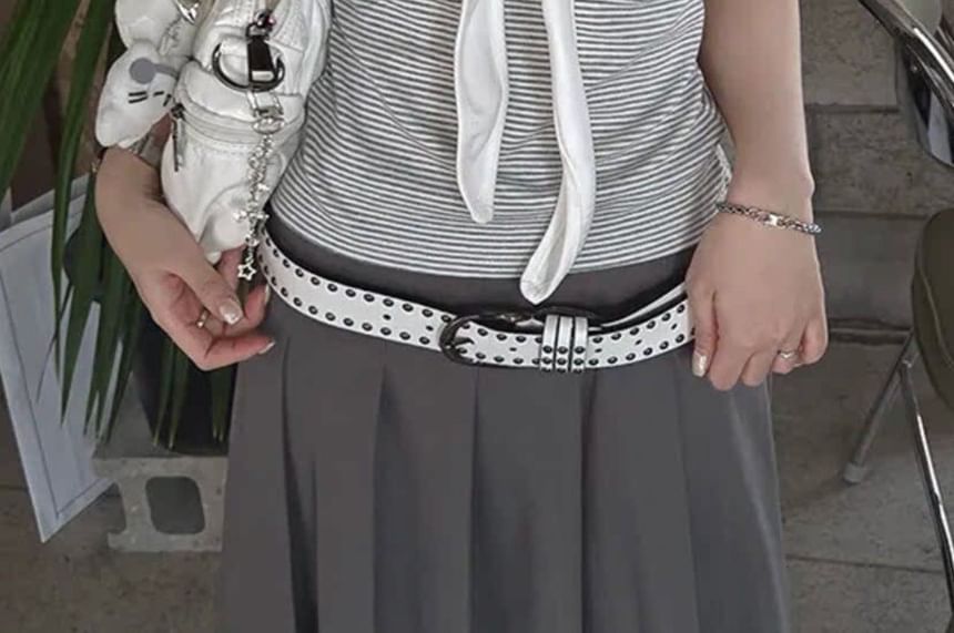 Striped Crop Top with Mock Two-Piece Effect