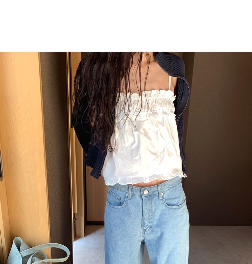 Cropped Ruffle Camisole in Solid Color