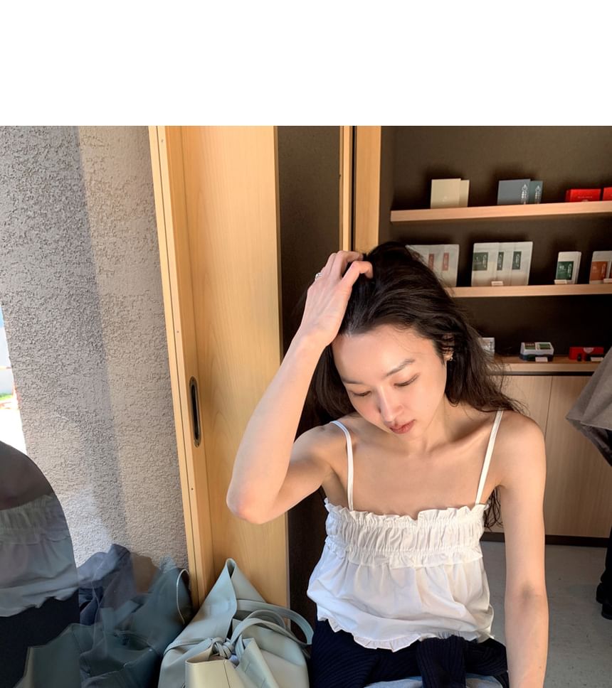 Cropped Ruffle Camisole in Solid Color