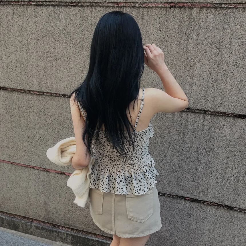Leopard Print Tiered Ruffle Crop Set with Scarf