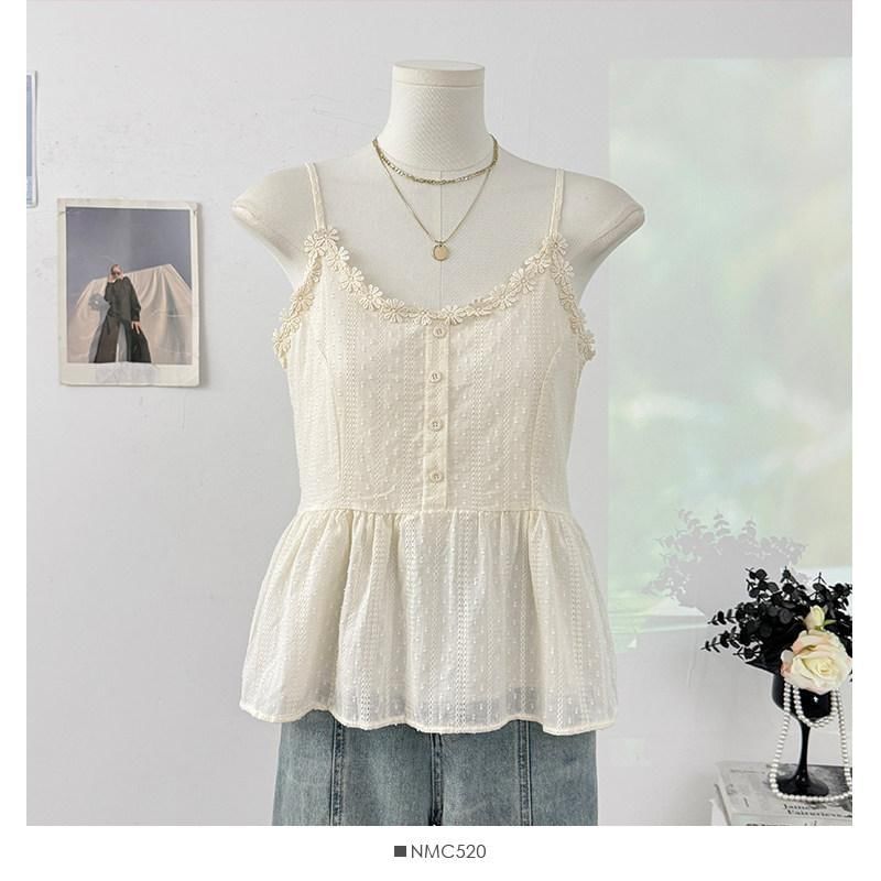 Flowy Lace Trim V-Neck Camisole Top