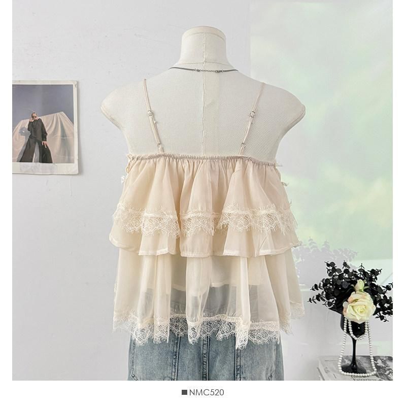 Layered Lace Camisole with Tiered Hem