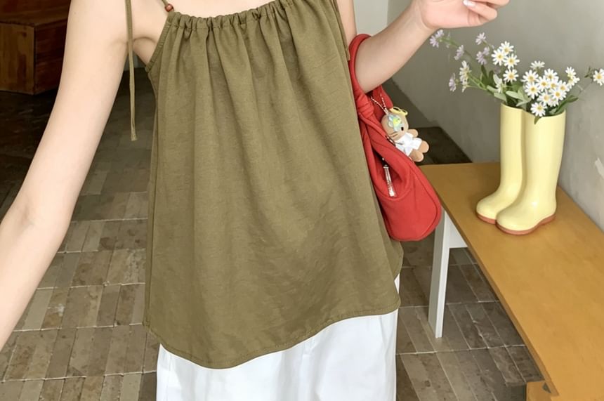 Tie-Shoulder Shirred Camisole Top
