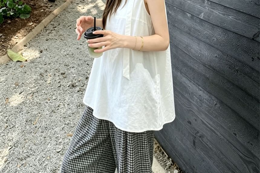 Flowy Sleeveless Top with Twilly Set