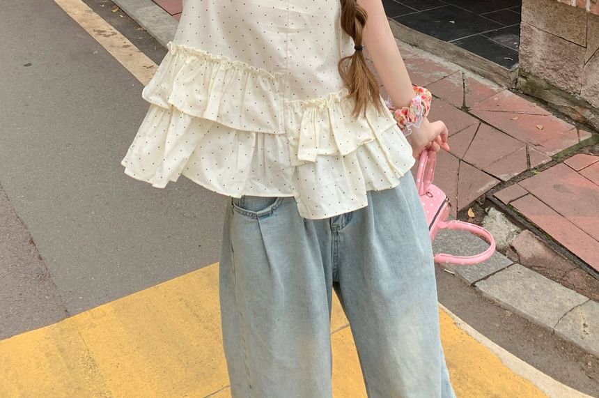 Frill Trim V-Neck Crop Top