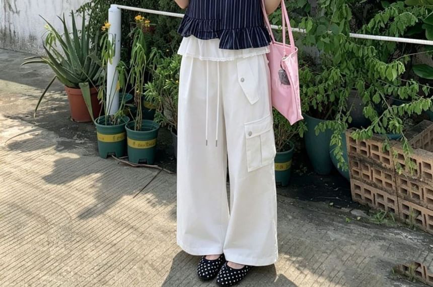 Pinstripe Layered V-Neck Crop Top
