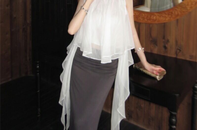Sheer Crop Top with Mermaid Maxi Skirt Set