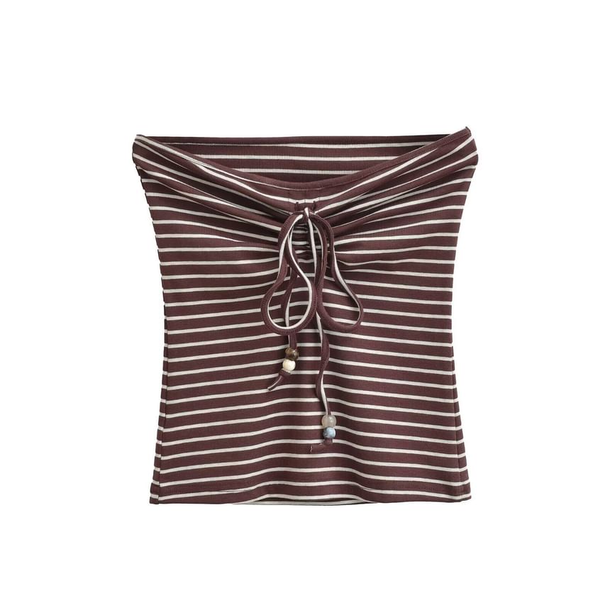 Striped Crop Top Plus Drawstring Wide Leg Pants Set