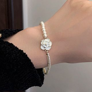 Faux Bracelet Alloy Floral Pearl