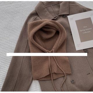 Drawstring Balaclava Plain Knit