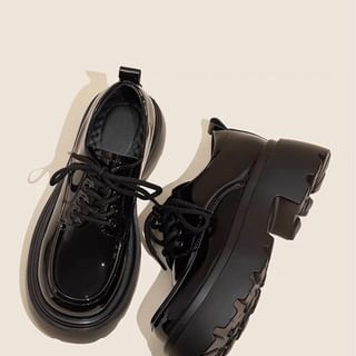 Shoes Lace-Up Chunky Platform Heel