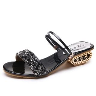 Sandals Low Sequin Heel