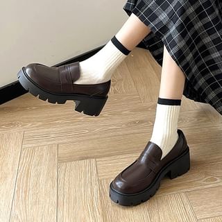 Platform Leather Faux Loafers