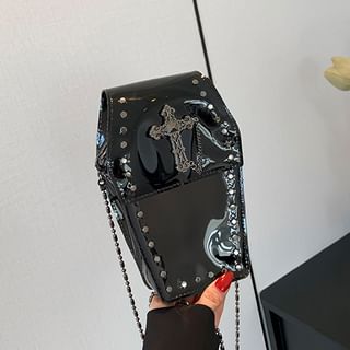PVC Chained Studded Bag Crisscross Crossbody