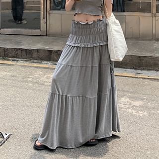 Top Rise Skirt Shoulder A-Line / Plain Twist Midi Ruched Off