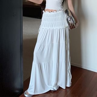 Top Rise Skirt Shoulder A-Line / Plain Twist Midi Ruched Off