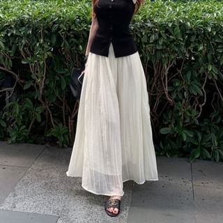 High Button Top Maxi Rise / Tank Skirt A-Line Square Neck Plain