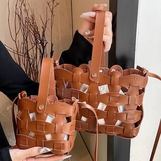 Leather Faux Crossbody Cutout Bag